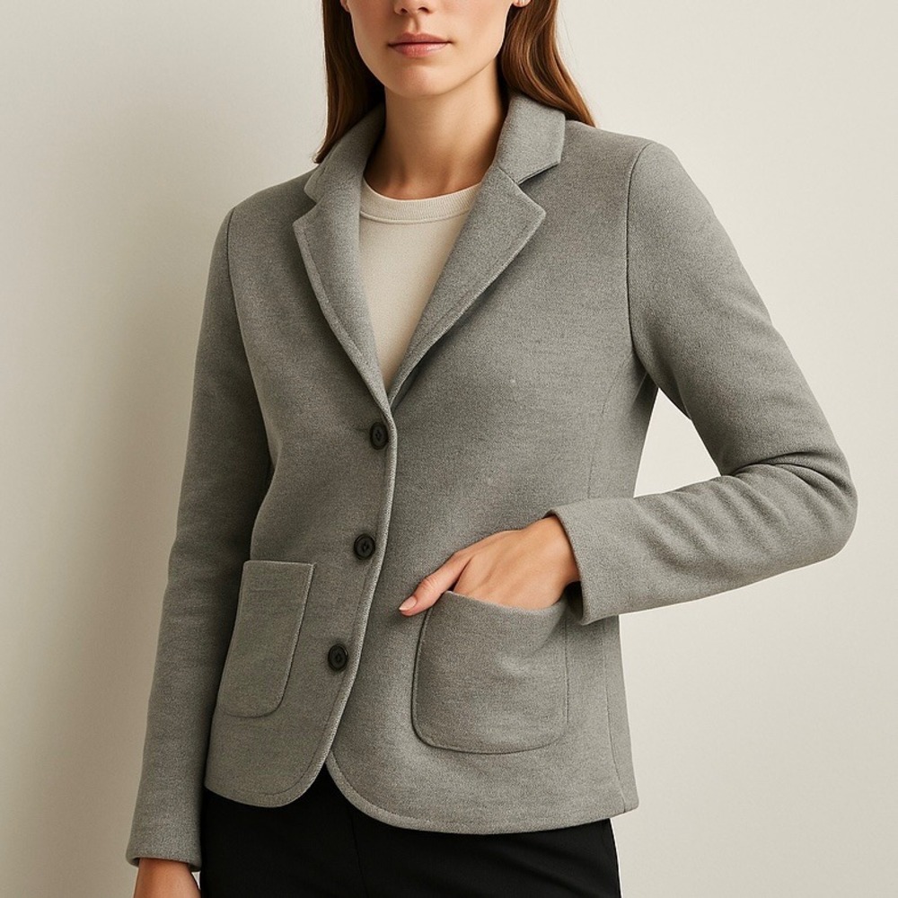 Banana Republic Women Gray Wool Blend Knit Blazer Jacket S Career Preppy Capsule
